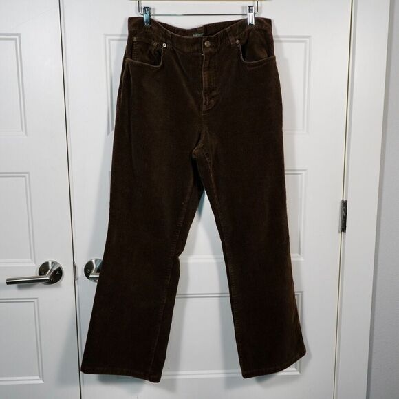 Lauren Jeans Co.Ralph Lauren Brown Corduroy Flat Classic Bootcut Leg Pants Sz 12 - Picture 2 of 6